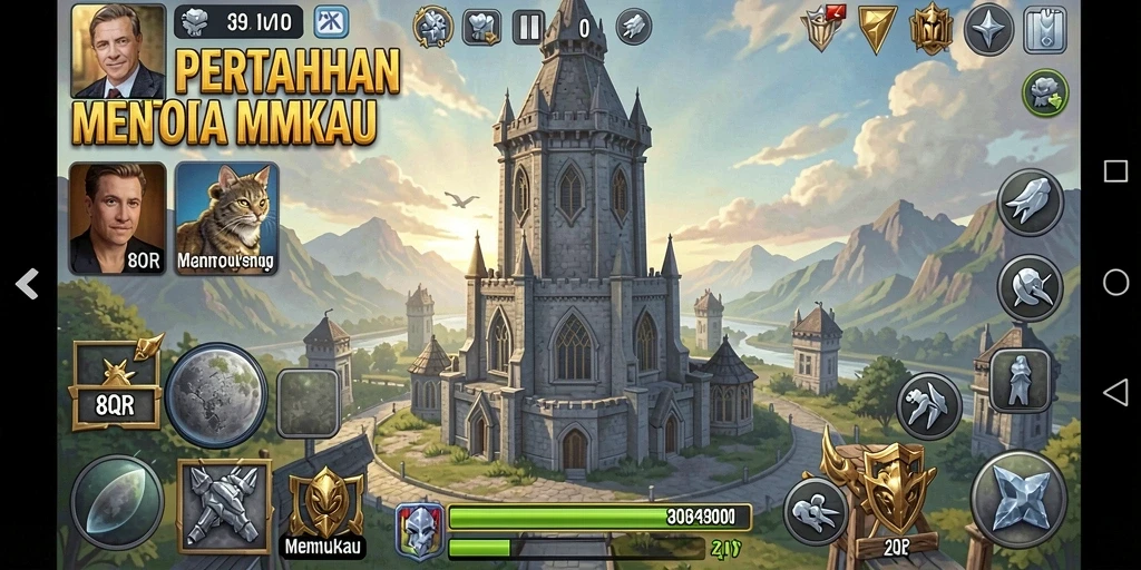 Screenshot yang menunjukkan aksi seru di game Tower Defense 8QR.