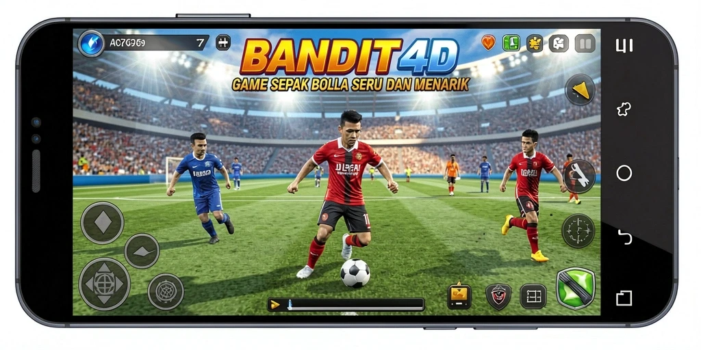 Tampilan gameplay seru dalam sepak bola yang mendebarkan.