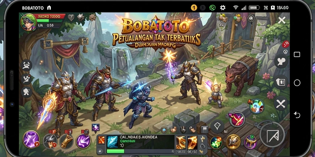 Tampilan screenshot BOBATOTO menampilkan pertempuran seru dalam dunia MMORPG.