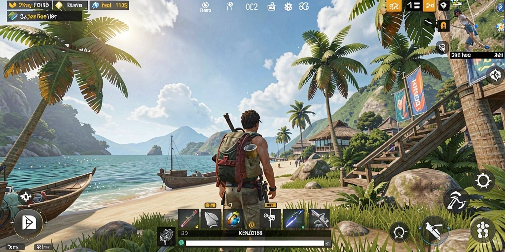 Tangkapan layar gameplay KENZO188 menampilkan dunia terbuka yang menakjubkan.