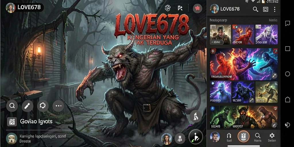 Screeenshot gameplay LOVE678 menampilkan suasana horor yang menegangkan.