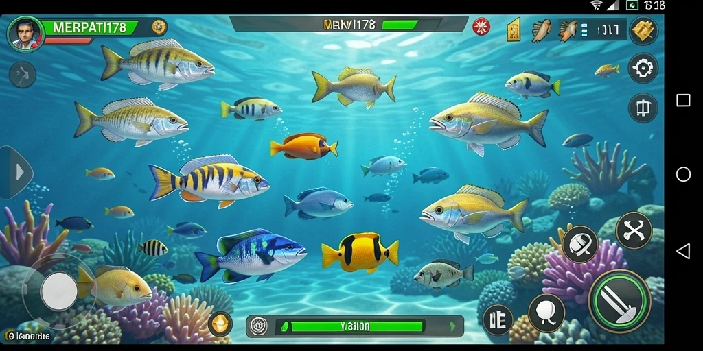 Tampilan gameplay <strong>MERPATI178</strong> yang menarik saat menangkap ikan.