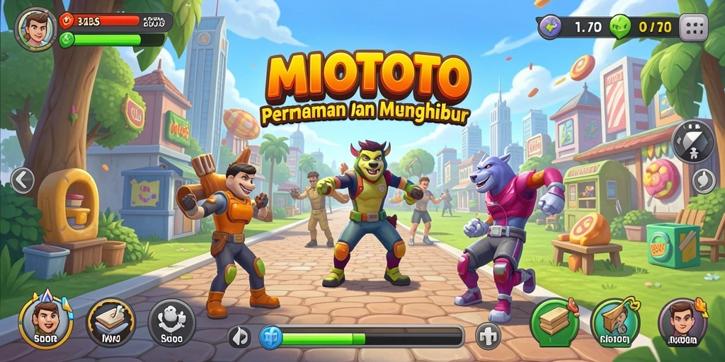 Screenshot gameplay MIOTOTO yang menunjukkan aksi seru dalam Arcade.