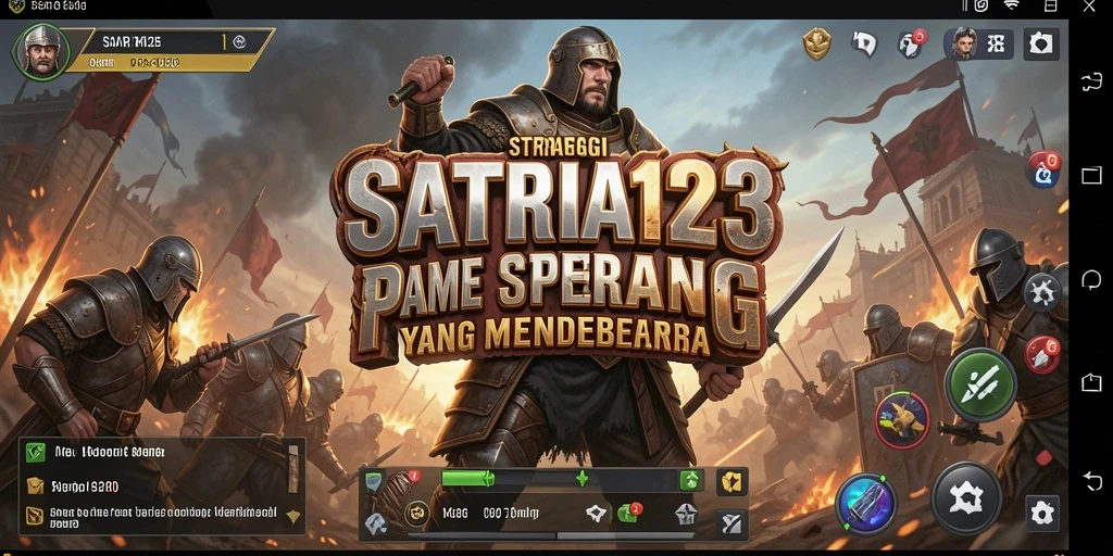 Tangkapan layar gameplay SATRIA123 yang menunjukkan pertempuran strategi.